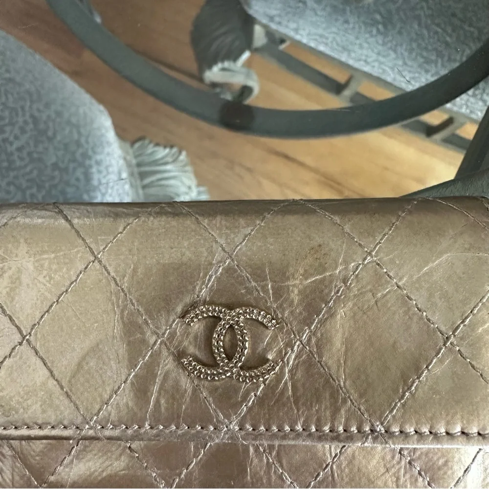 Chanel Palette Metallic Aged Flap Card Case Authentic 2011 Gold - Picture 13 of 15